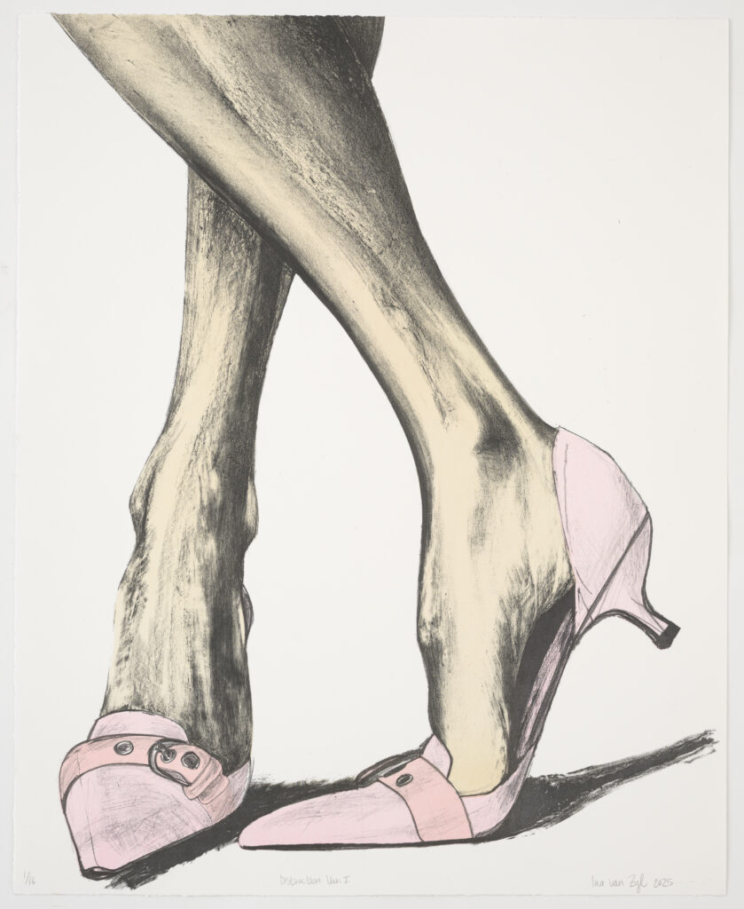 Ina van Zyl. Distraction. Schoenen. Benen. Kunst. Steendrukmuseum. Lithografie. Valkenswaard.